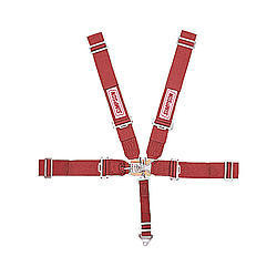 Harness - 5 Point - Latch and Link - SFI 16.1 - Pull Down Adjust - Wrap Around - Individual Harness - Red - Kit