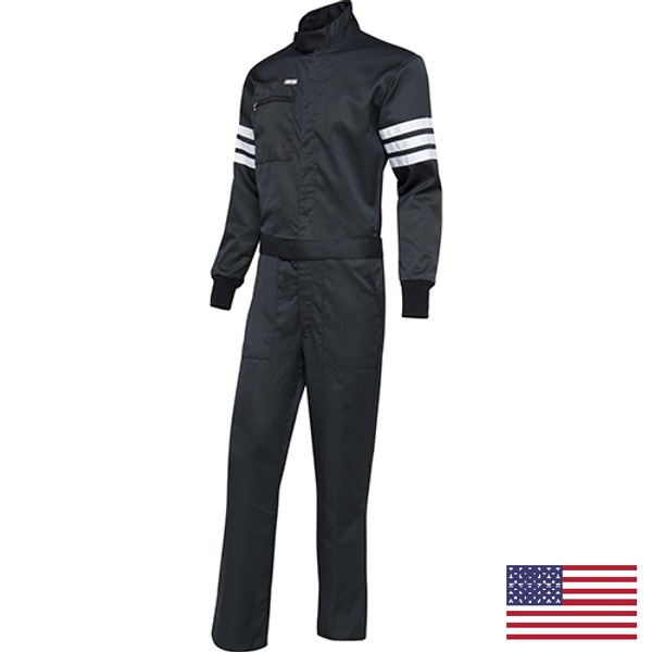 Simpson Safety 402211 Driving Suit, Youth STD 19, 1-Piece, SFI 3.2A/5, Double Layer, Nomex, Black / White Stripes, Medium, Each