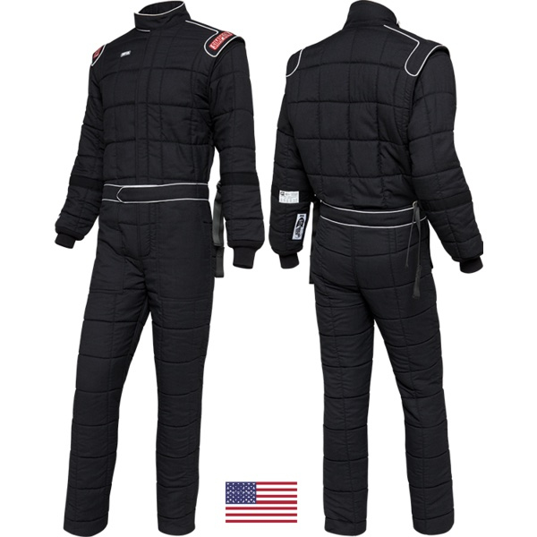 Simpson Safety 4802231 Driving Suit, Drag, 1-Piece, SFI 3.2A/20, Nomex, Black, Medium, Each