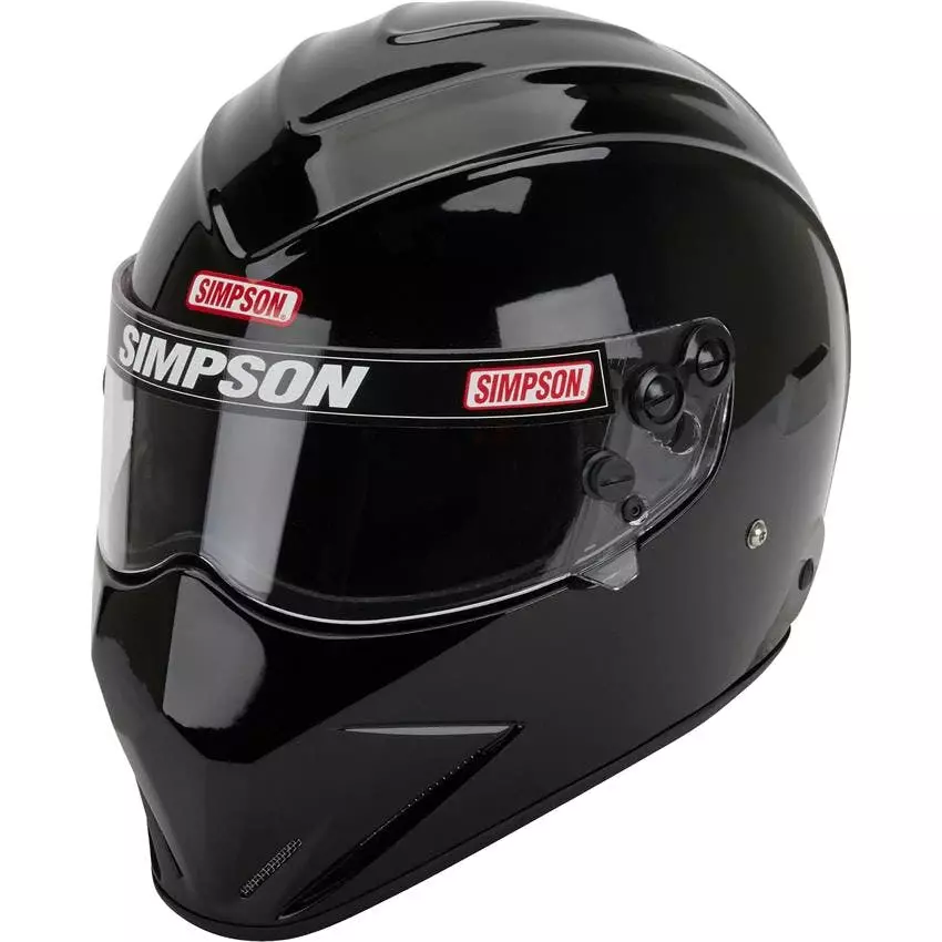 Simpson Safety 7297342 Helmet, Diamondback, Full Face, Snell SA2020, Head and Neck Support Ready, Black, Size 7-3/4, Each