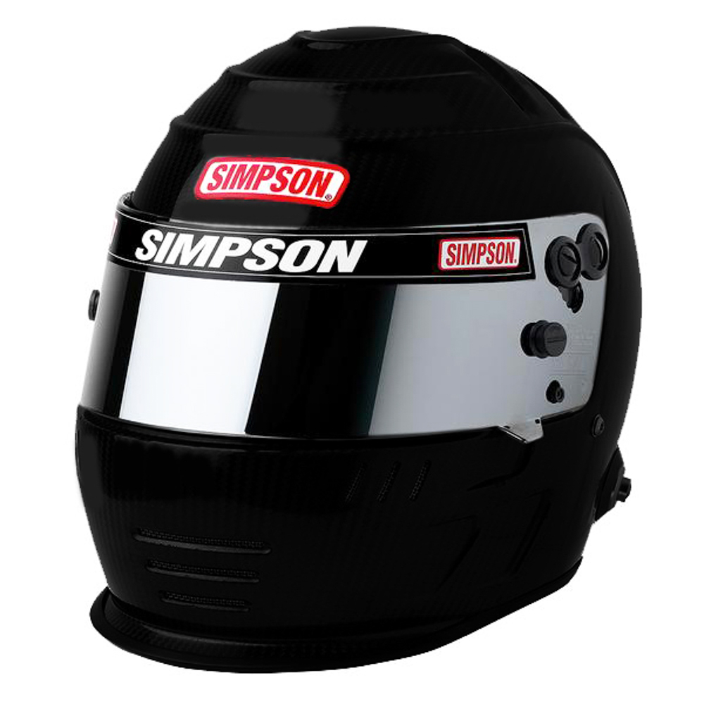 Simpson Safety 7707128 Helmet, Speedway Shark, Snell SA2020, Head and Neck Support Ready, Flat Black, Size 7-1/2, Each