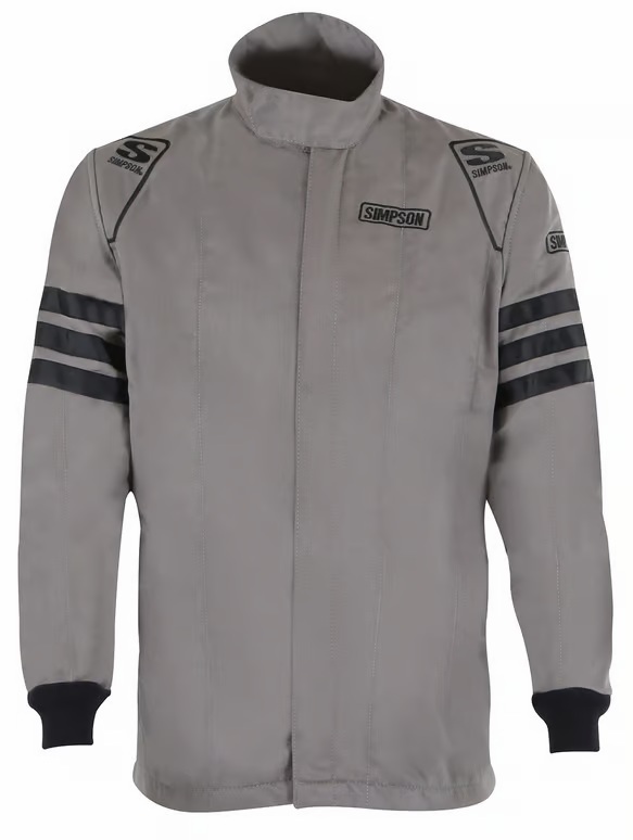 Simpson Racing Classic SFI-5 Jackets C405412 Driving Jacket, Double Layer Satin/Twill, Nomex, X-Large, Gray with Black Stripes, Each thumbnail 3