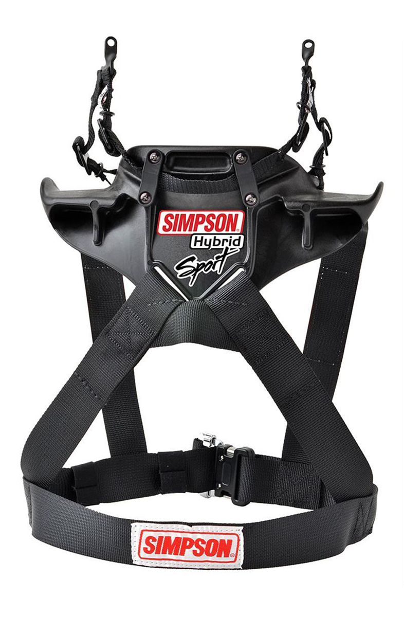Simpson Safety HSMED11 Head and Neck Support, Hybrid Sport, SFI 38.1, Plastic, Black, Medium, Kit