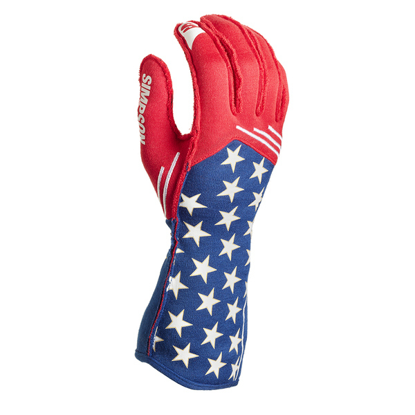 Simpson Safety LGLF Driving Gloves, Liberty, Double Layer, Nomex, Elastic Cuff, Red / White / Blue, Large, Pair