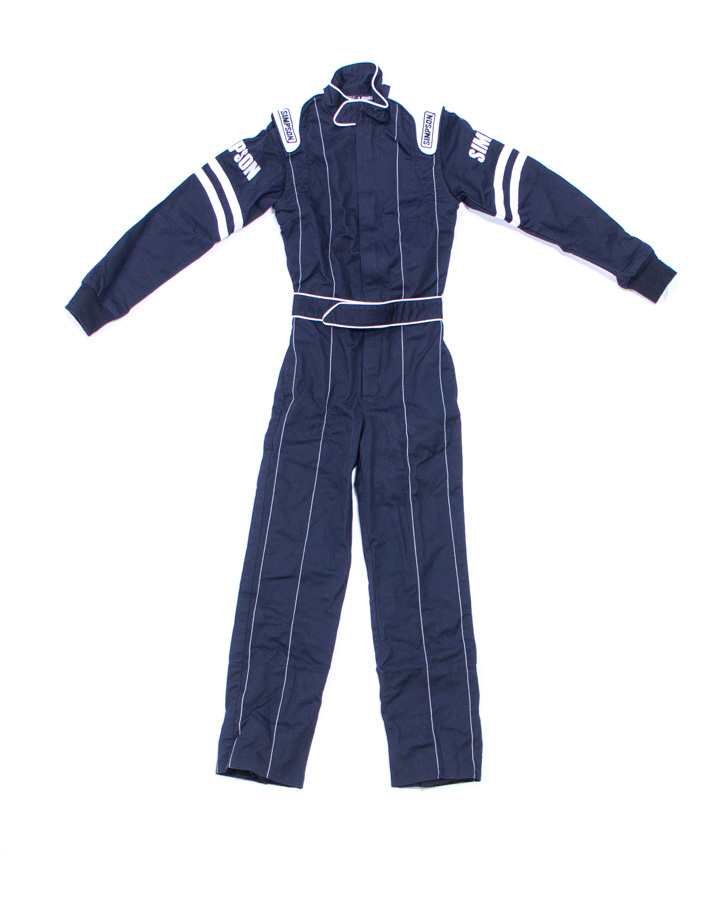 Simpson Safety LY22171 Driving Suit, Legend ll, 1-Piece, SFI 3.2A/1, Single Layer, Fire Retardant Cotton, Black / White Stripes, Youth Small, Each