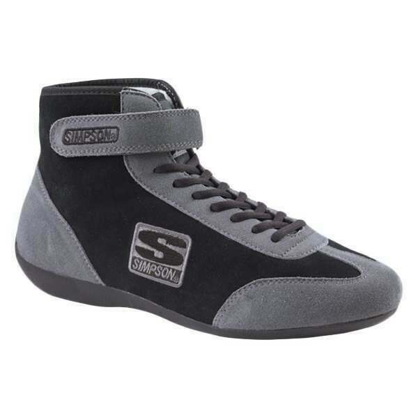 Simpson Mid-Top Driving Shoes MT600BK Shoes, Mid-top, Size 6 Men's, Size 7.5 Women's, Black/Gray, SFI 3.3/5, Nomex, Suede, Pair thumbnail 2