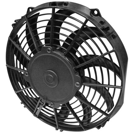 Spal 30100320 Electric Cooling Fan, Low Profile, 10 in Fan, Pusher, 797 CFM, 12V, Curved Blade, 11-1/4 x 10-9/16 in, 2 in Thick, Plastic, Each