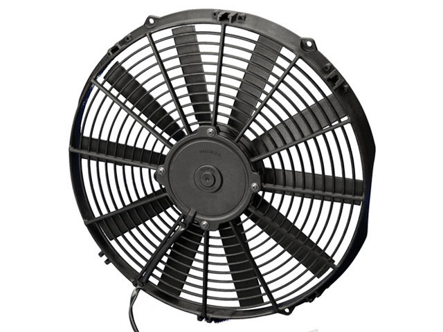 Spal 30100385 Electric Cooling Fan, Low Profile, 14 in Fan, Puller, 1038 CFM, 12V, Straight Blade, 15 x 14-7/16 in, 2 in Thick, Plastic, Each