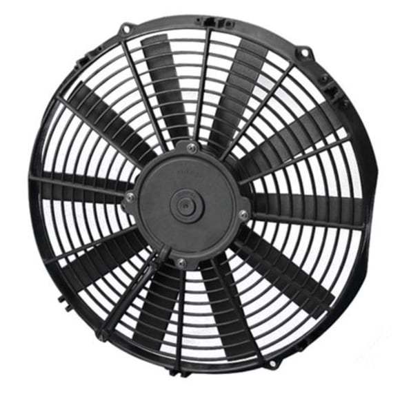 Spal 30100398 Electric Cooling Fan, Low Profile, 13 in Fan, Puller, 1032 CFM, 12V, Straight Blade, 14-3/16 x 13-5/8 in, 2 in Thick, Plastic, Each