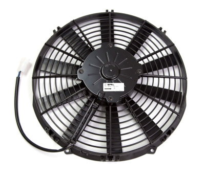 Spal 30101802 Electric Cooling Fan, Medium Profile, 12 in Fan, Puller, 1060 CFM, 24V, Straight Blade, 13-3/16 x 12-9/16 in, 2-7/16 in Thick, Plastic, Each