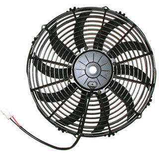 Spal 30102045 Electric Cooling Fan, High Performance, 13 in Fan, Pusher, 1682 CFM, 12V, Curved Blade, 14-3/16 x 13-5/8 in, 3-7/16 in Thick, Plastic, Each