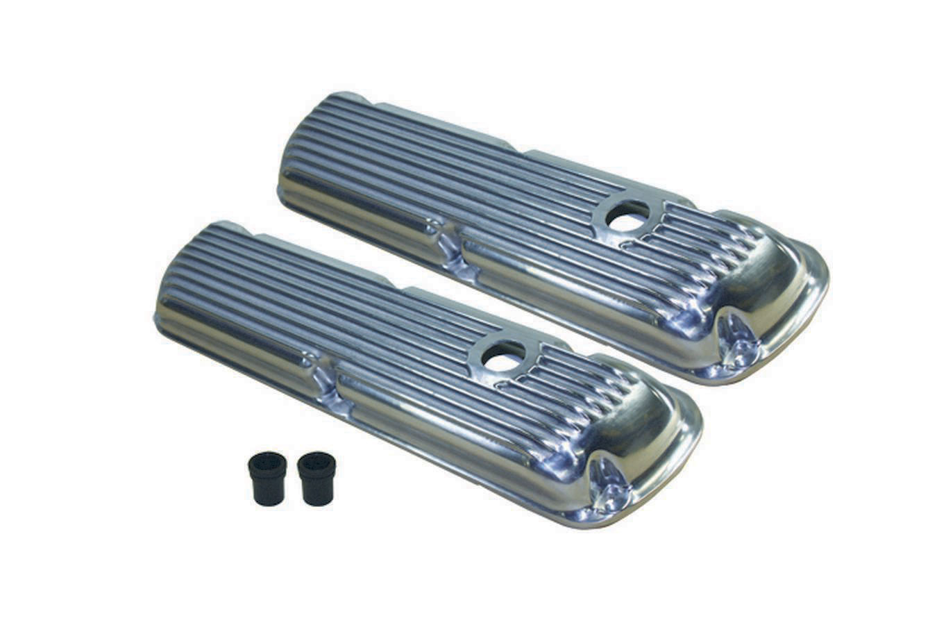 Specialty Products 8520 Valve Cover, Stock Height, Baffled, Breather Holes, Aluminum, Polished, Small Block Ford, Pair