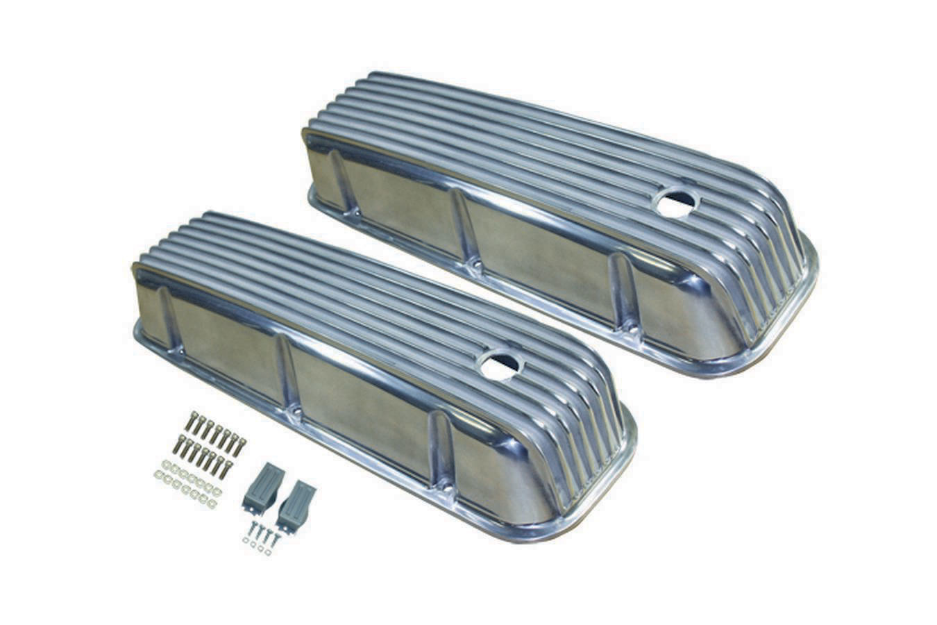 Racing Power Company R6330 Tall Ball Milled Polished Aluminum Valve Cover for Big Block Chevy