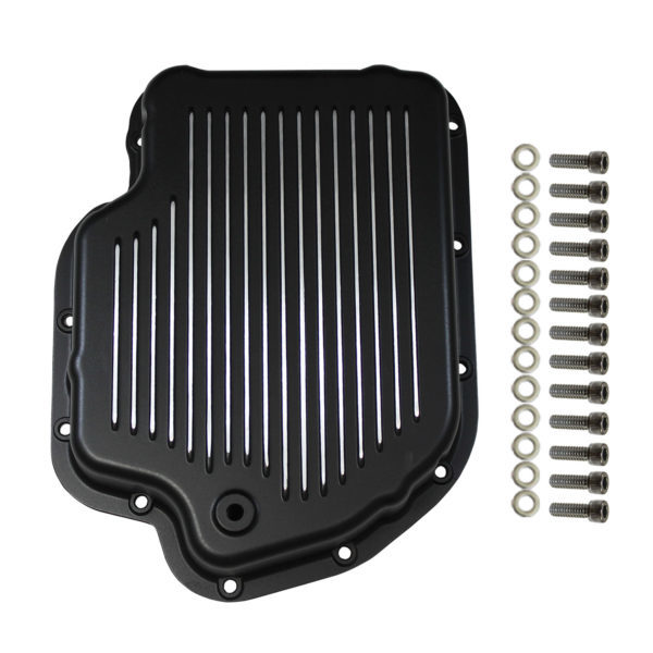 Specialty Products 8593BK Transmission Pan, Stock Depth, Finned, Aluminum, Black Paint, TH400, Each