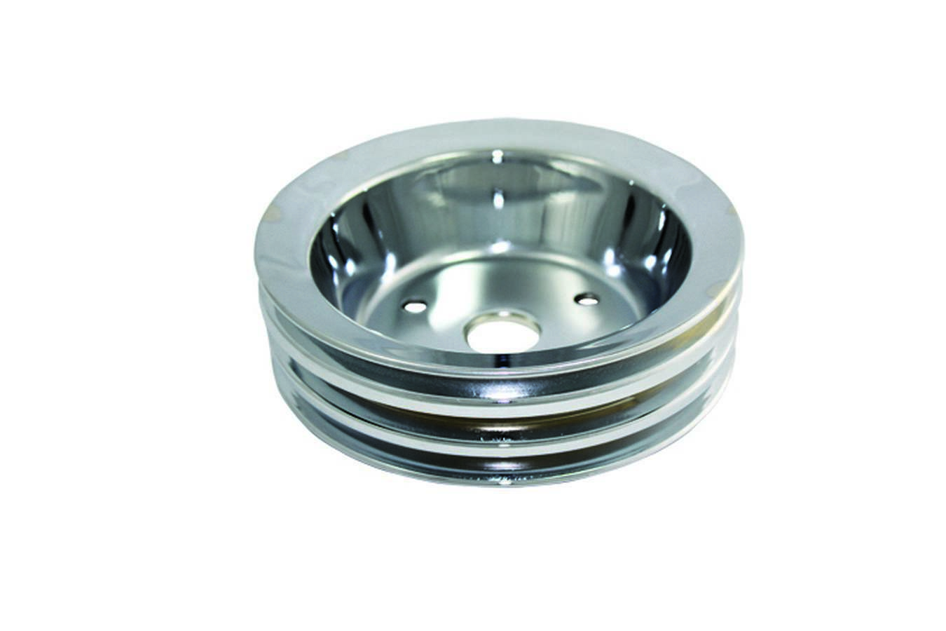 Specialty Products 8963 Crankshaft Pulley, V-Belt, 3 Groove, 7.313 in Diameter, Steel, Chrome, Short Water Pump, Small Block Chevy, Each