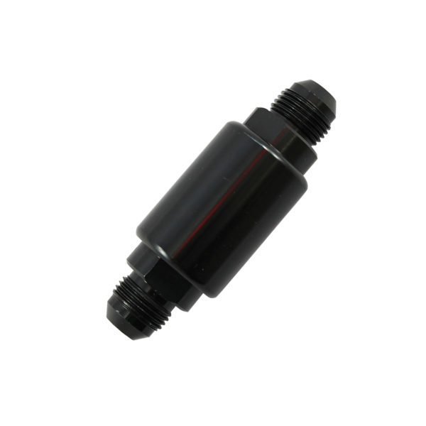 Specialty Products 9275 Fuel Filter, Competition Style, In-Line, 40 Micron, Stainless Element, 6 AN Male Inlet / Outlet Aluminum, Black Powder Coat, Each