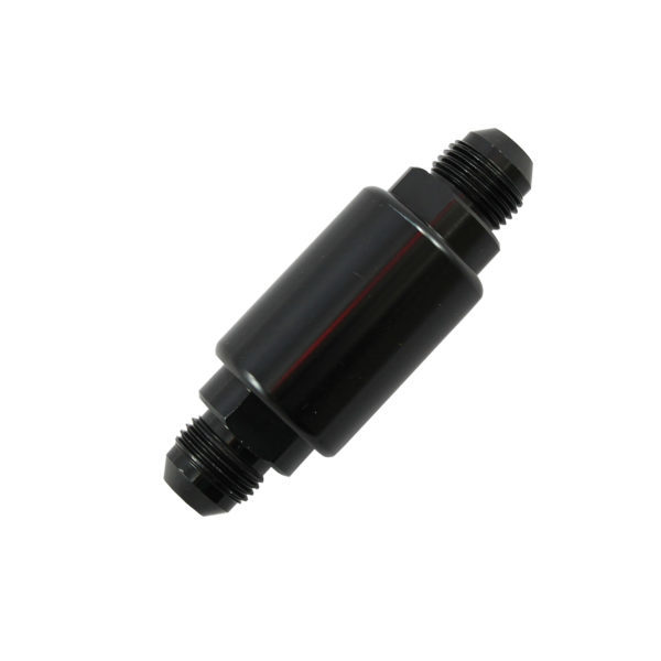 Specialty Products 9276 Fuel Filter, Competition Style, In-Line, 40 Micron, Stainless Element, 8 AN Male Inlet / Outlet Aluminum, Black Powder Coat, Each