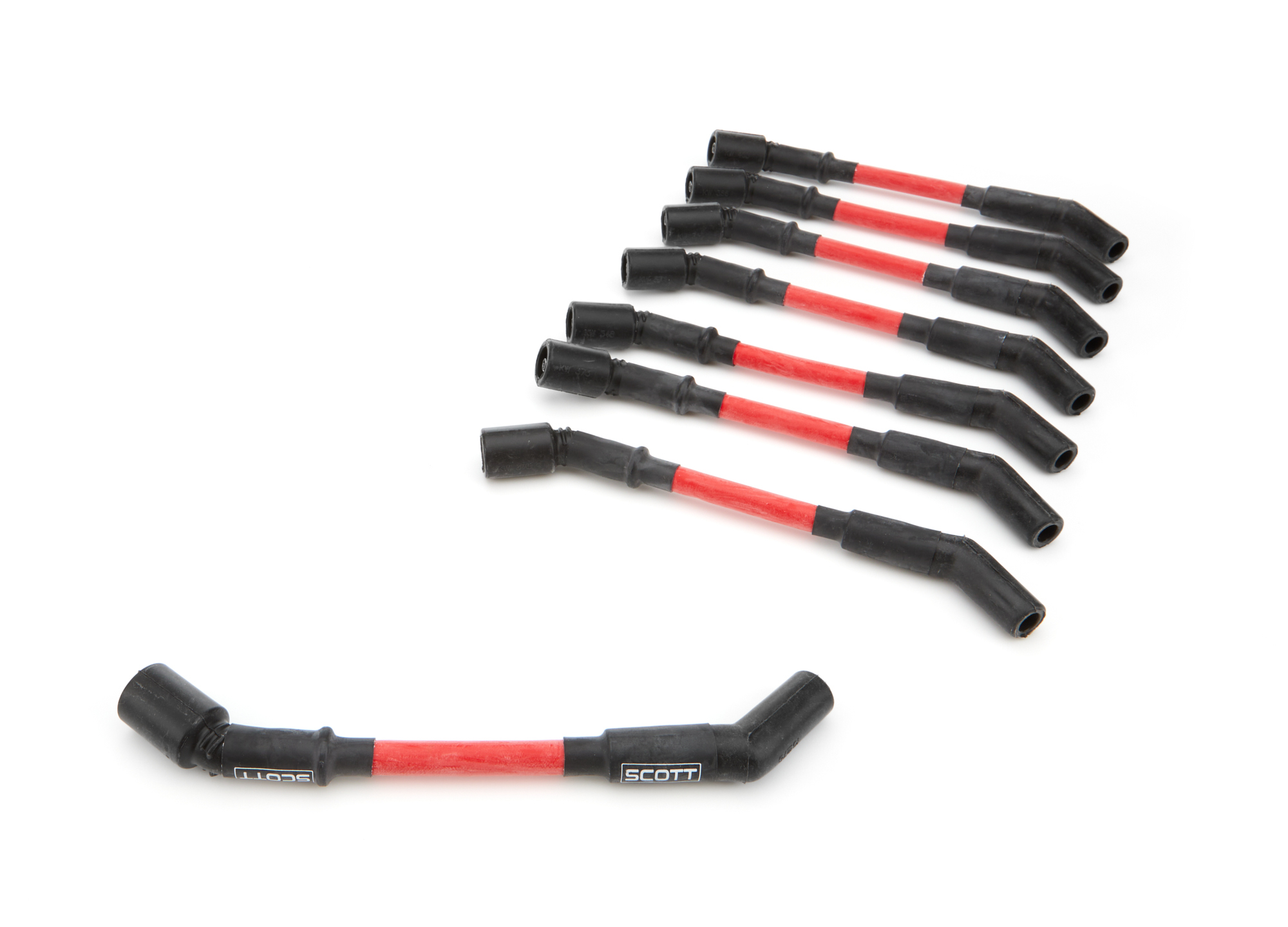 SCOTT PERFORMANCE — SCOTT PERFORMANCE GM LS Spark Plug Wire Set 45-Degree - Red