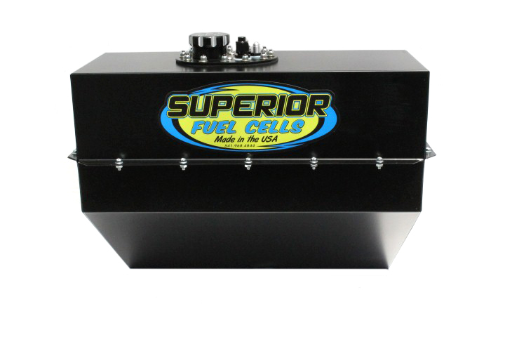 Superior Fuel Cells SFC22WT-BL - Fuel Cell and Can, Wide, 22 gal, 20-3/4 in Deep x 23-3/4 in Wide, 10 AN Male Outlet, 8 AN Male Return, 6 AN Rollover Valve, Steel, Black Powder Coat, Dirt Late Model / Modified, Each
