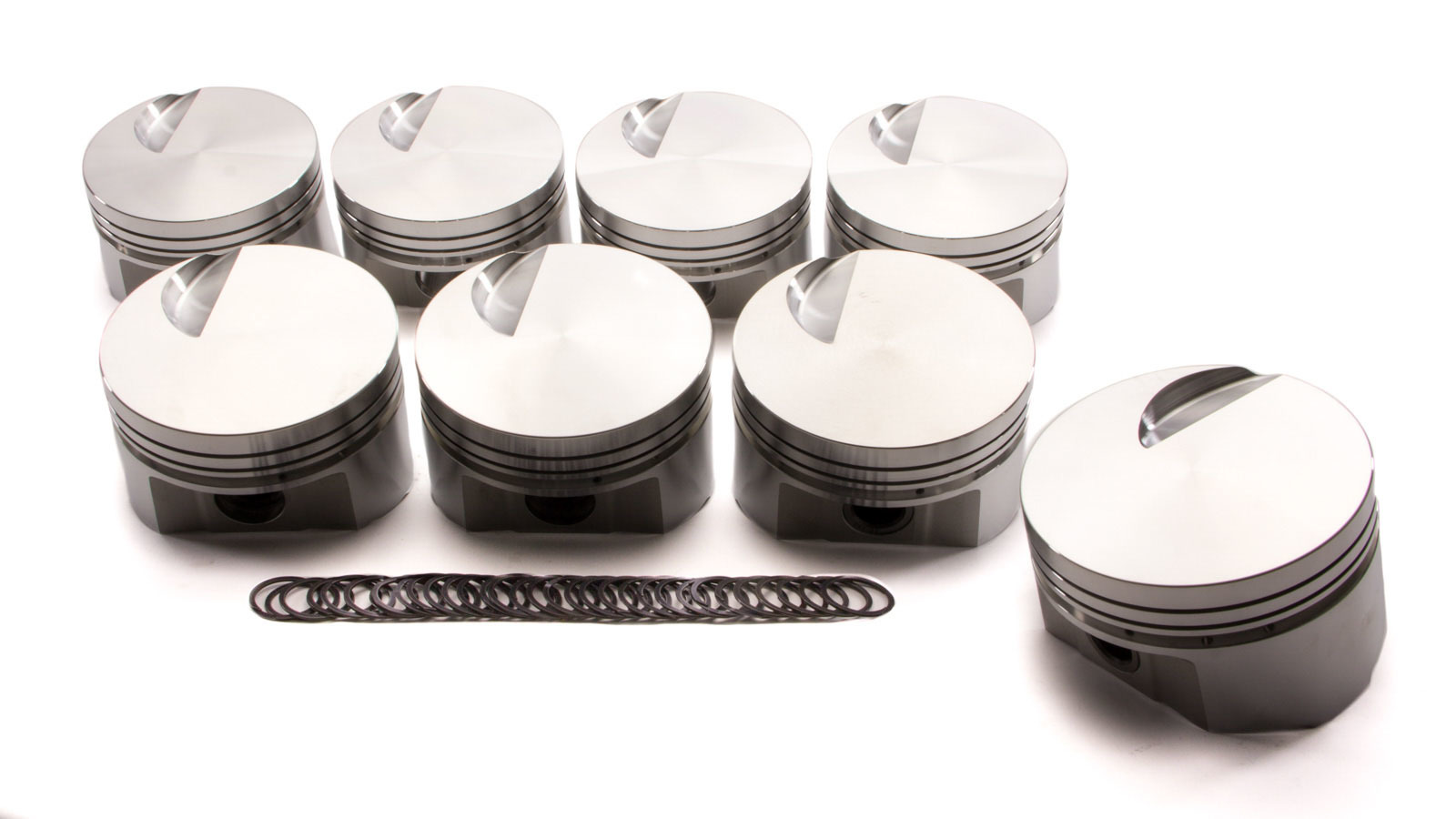 SRP Pistons 139478 Piston, Flat Top, Forged, 4.310 in Bore, 1/16 x 1/16 x 3/16 in Ring Grooves, Minus 3.00 cc, Big Block Chevy, Set of 8