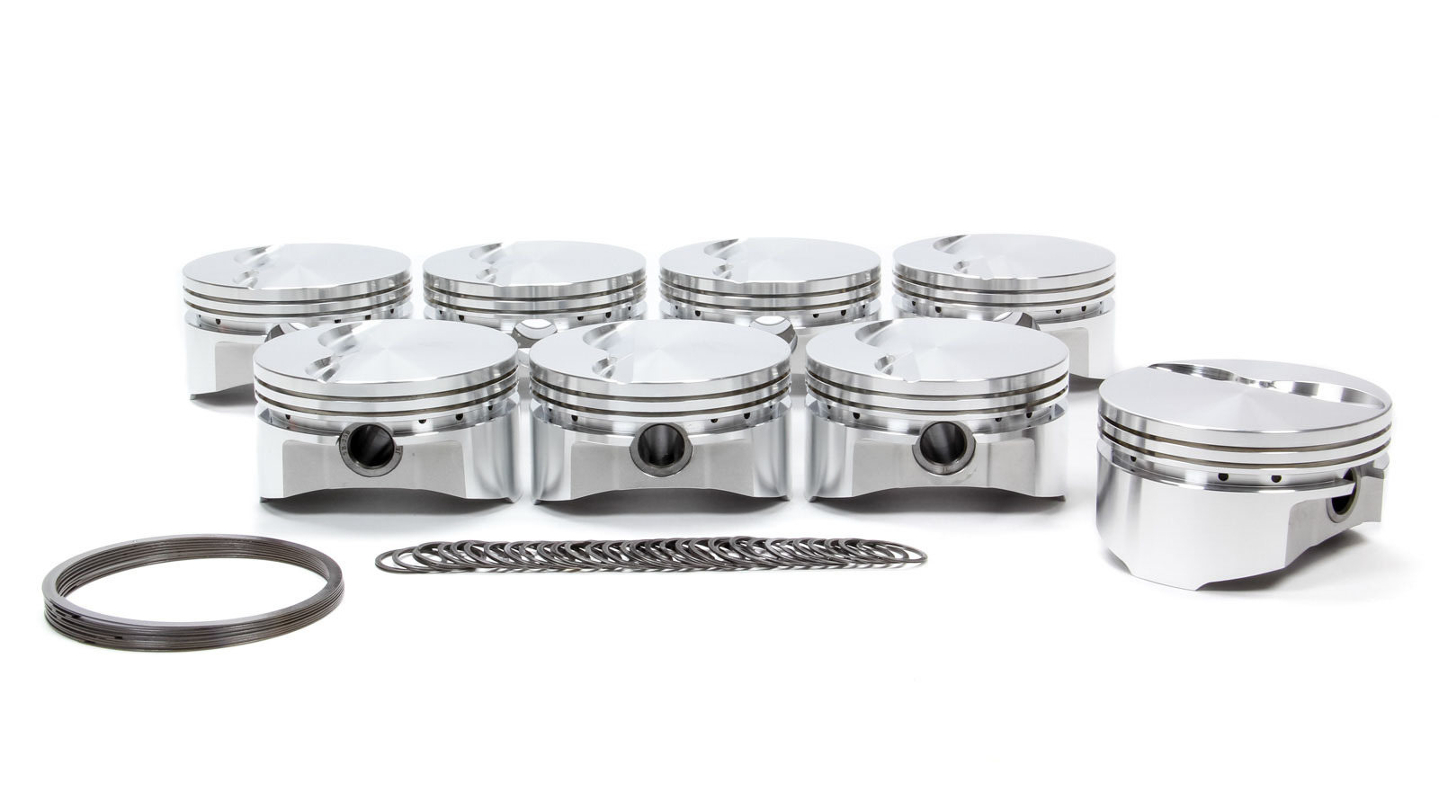 SRP Pistons 140689 Piston, Windsor Flat Top, Forged, 4.030 in Bore, 1/16 x 1/16 x 3/16 in Ring Grooves, Minus 5.00 cc, Small Block Ford, Set of 8