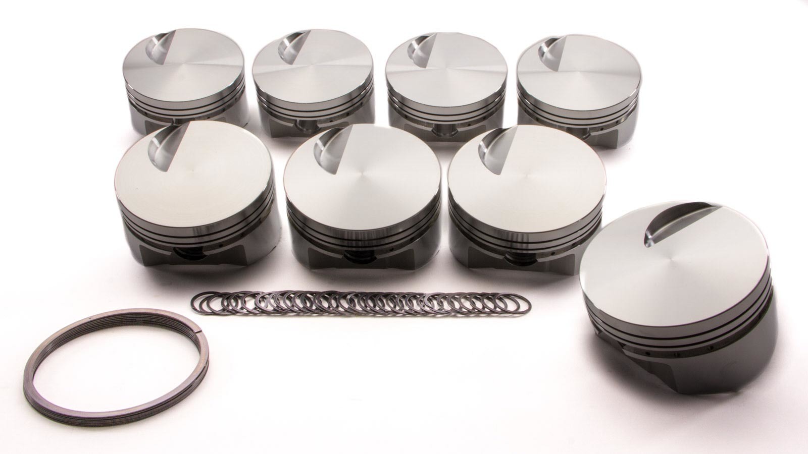 SRP Pistons 142981 Piston, Flat Top, Forged, 4.320 in Bore, 1/16 x 1/16 x 3/16 in Ring Grooves, Minus 3.00 cc, Big Block Chevy, Set of 8