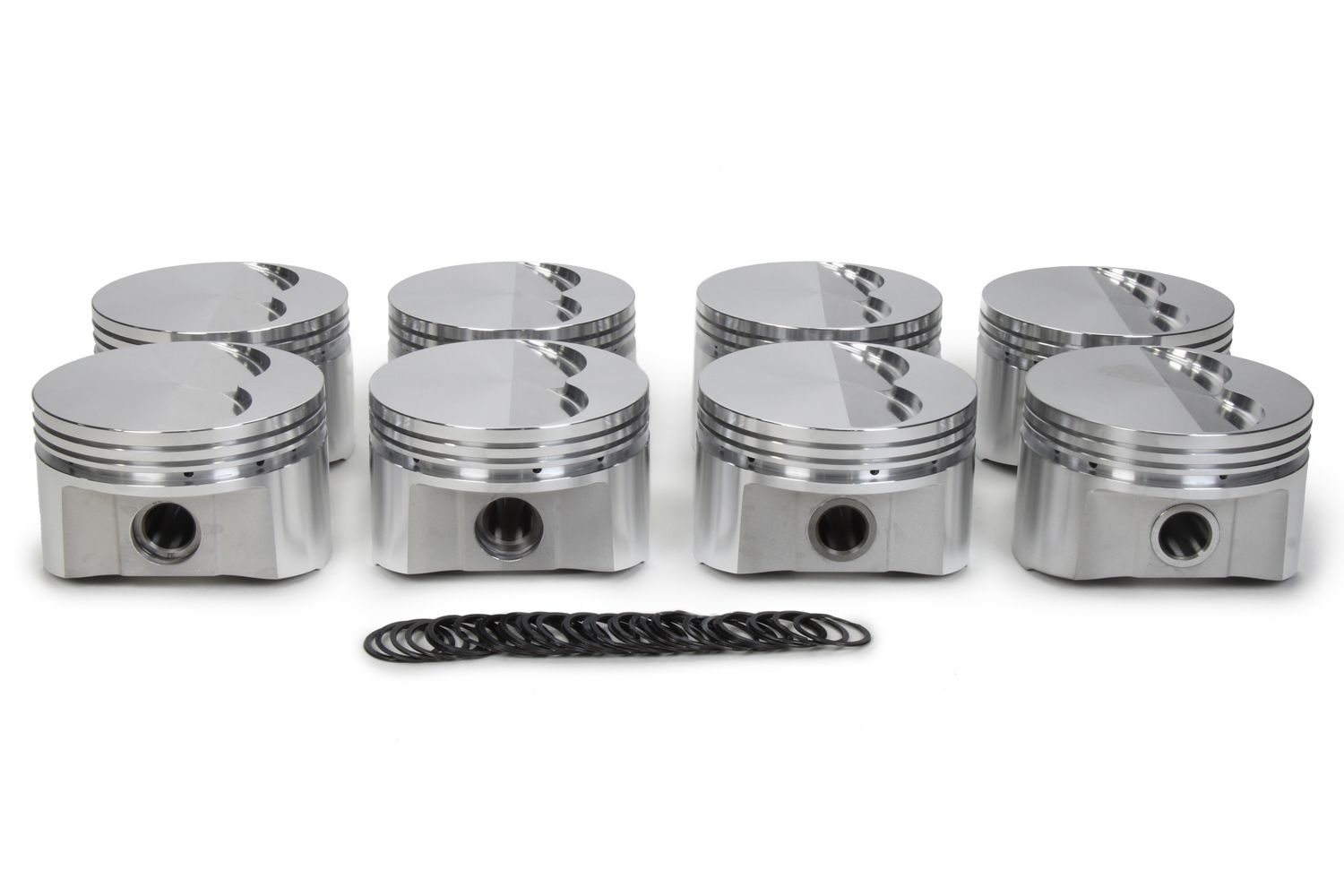 SRP Pistons 153983 Piston, Flat Top, Forged, 4.160 in Bore, 1/16 x 1/16 x 3/16 mm Ring Grooves, Minus 5.00 cc, Pontiac V8, Set of 8