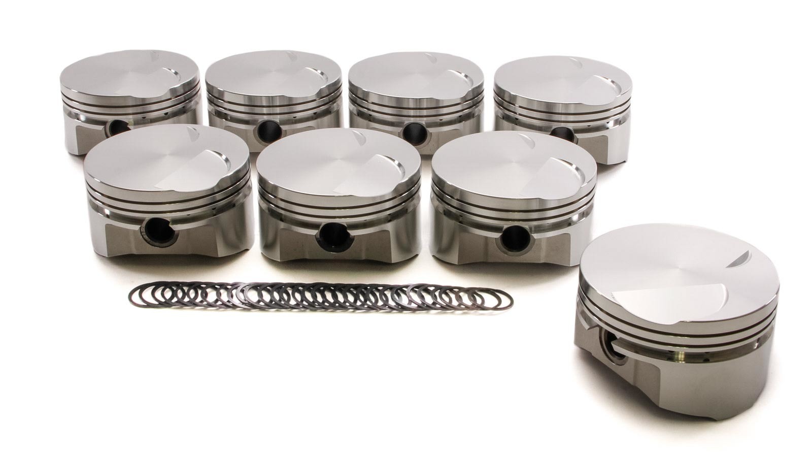 SRP Pistons 206069 Piston, 351 Cleveland Flat Top, Forged, 4.030 in Bore, 1/16 x 1/16 x 3/16 in Ring Grooves, Minus 3.00 cc, Ford Cleveland, Set of 8