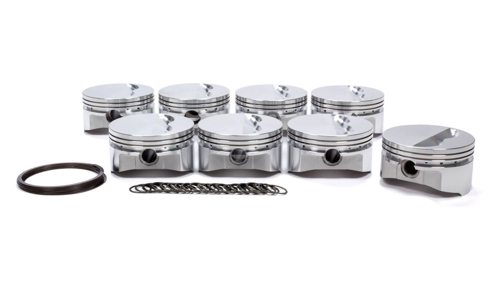 SRP Pistons 231308 Piston, 400 Flat Top, Forged, 4.125 in Bore, 1/16 x 1/16 x 3/16 in Ring Grooves, Minus 5.00 cc, Small Block Chevy, Set of 8