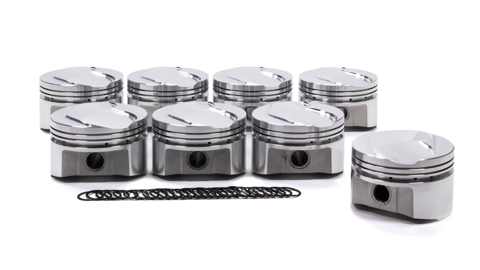 SRP Pistons 289555 Piston, Boss 302 Dome, Forged, 4.030 in Bore, 1/16 x 1/16 x 3/16 in Ring Grooves, Plus 3.50 cc, Small Block Ford, Set of 8
