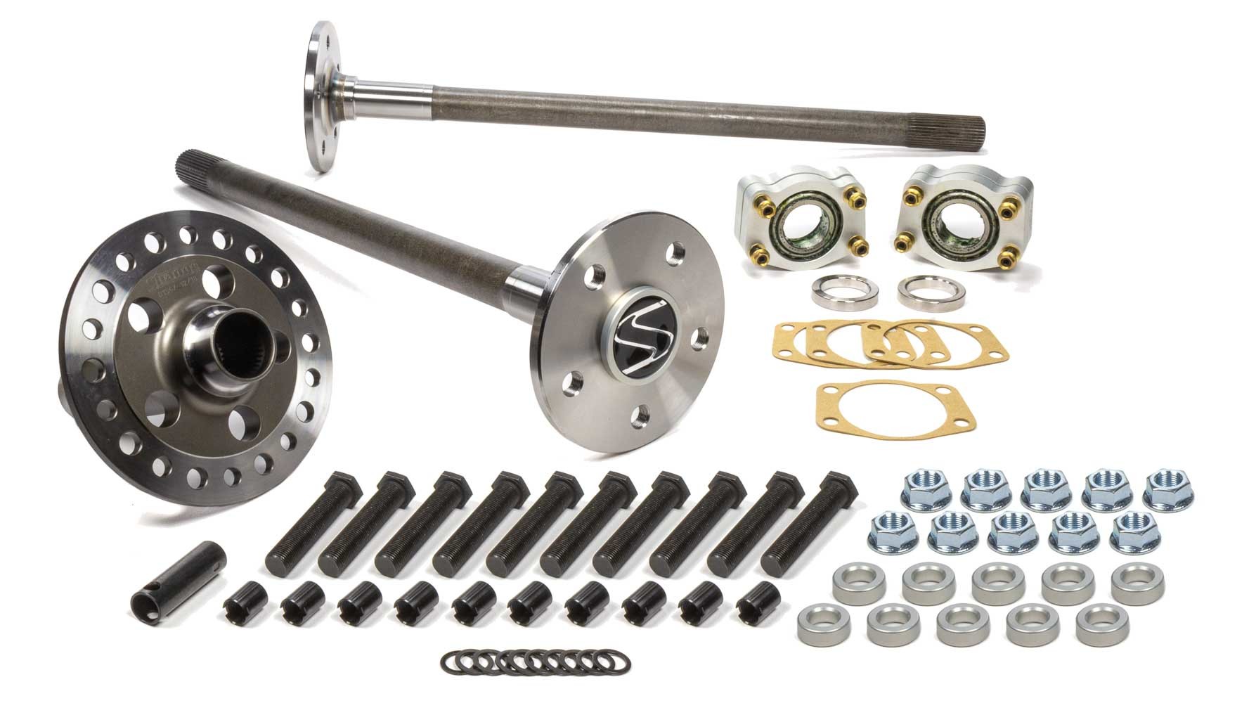 Strange Engineering P3509F8658S Spool and Axle Kit, Pro Steel, 35 Spline, C-Clip Eliminator / Gaskets / Hardware and 5/8-18 in Studs Included, Drum Brakes, Ford 8.8 in, Ford Mustang 1986-93, Kit