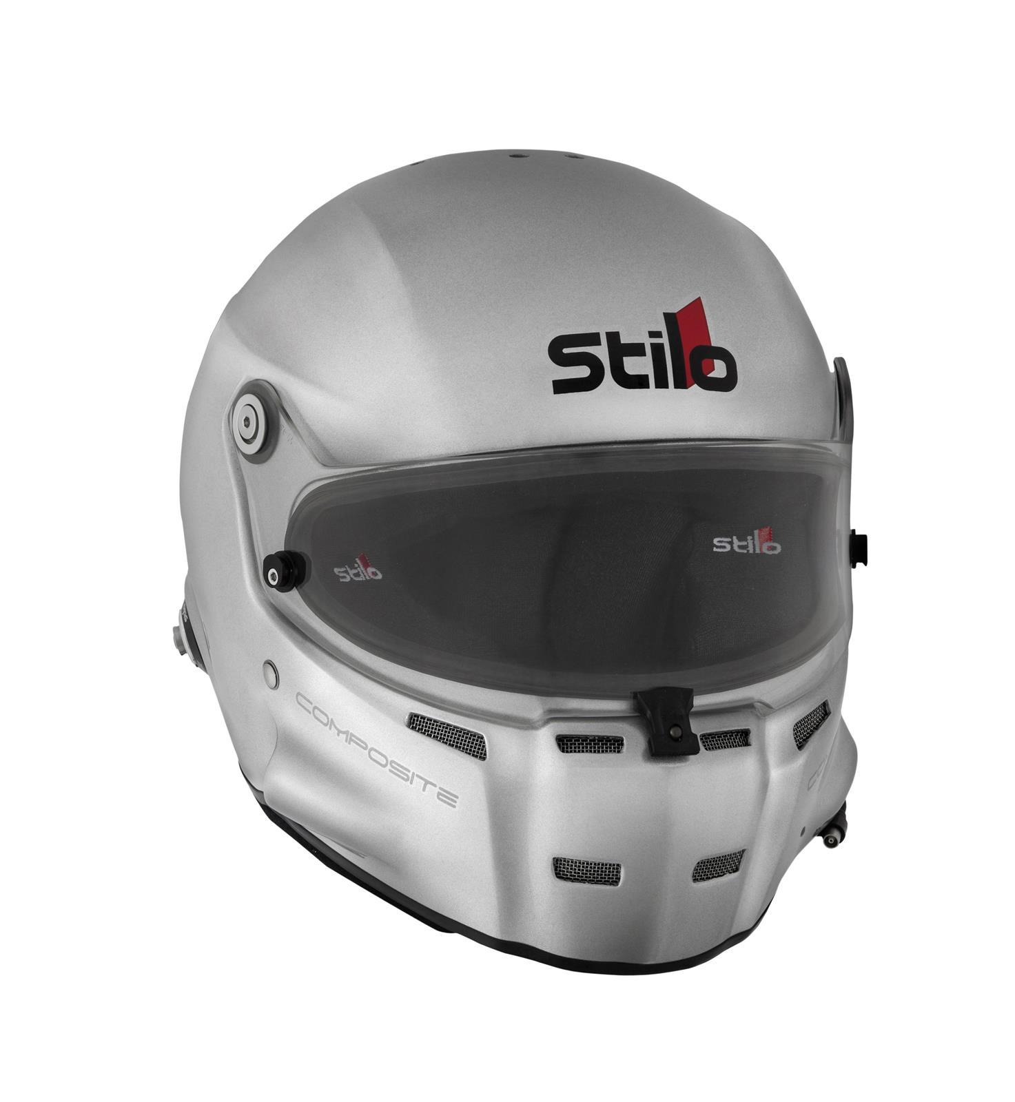 Stilo Helmets AA0700AF2T57 Helmet, ST5 GT, Full Face, Snell SA2020, Head and Neck Support Ready, Silver, Medium, Each