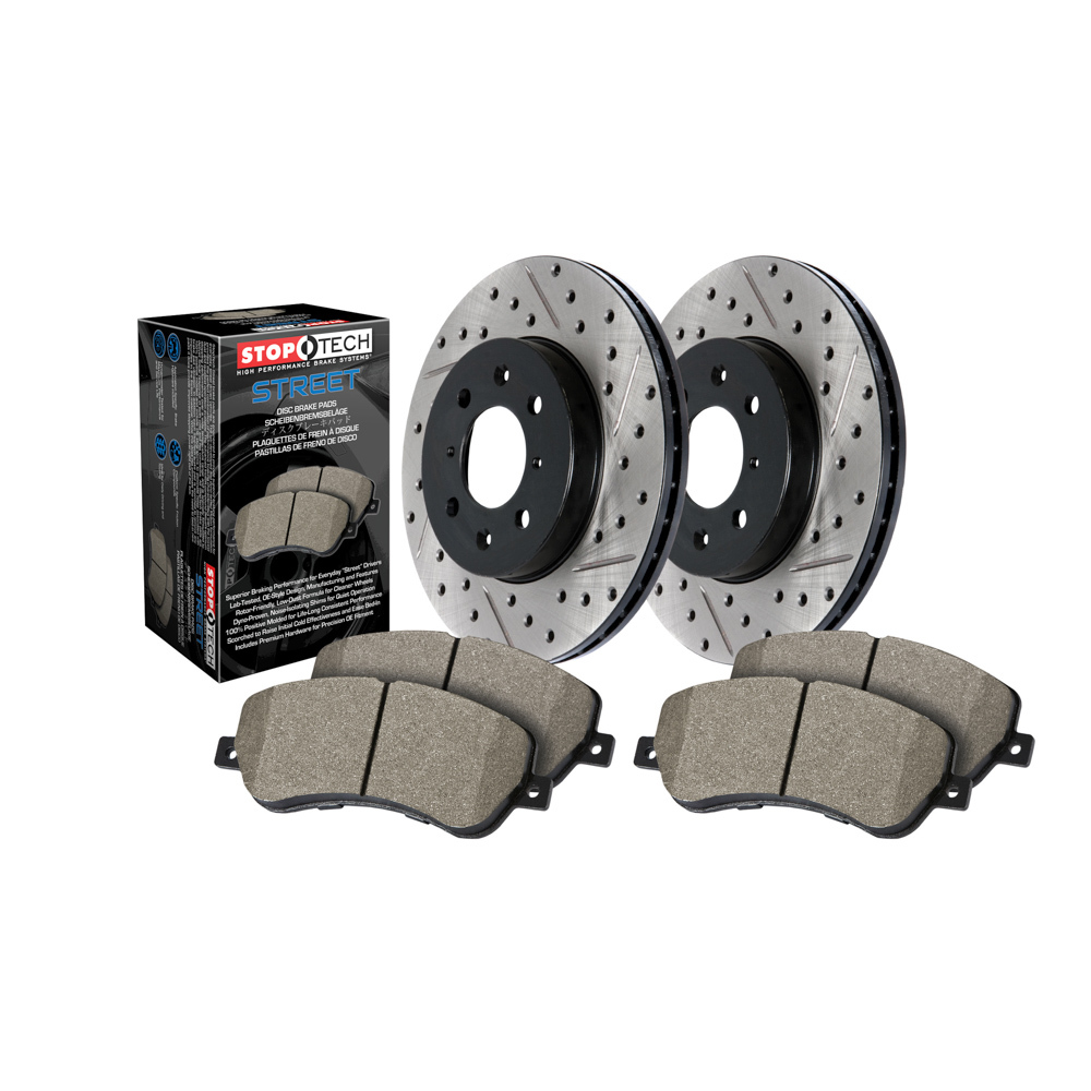 Stoptech 938.62065 - Brake Rotor and Pad Kit, Premium, Front, Ceramic Pads, Iron, Black Paint, Pontiac G8 2008-09, Kit