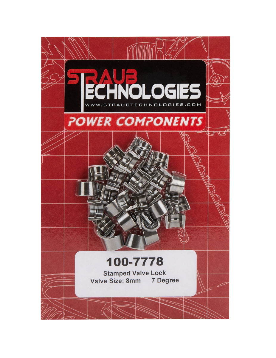 Straub Technologies 100-7778 Valve Lock, 7 Degree, 8 mm Valve Stem, Standard Height, Steel, Natural, Set of 32