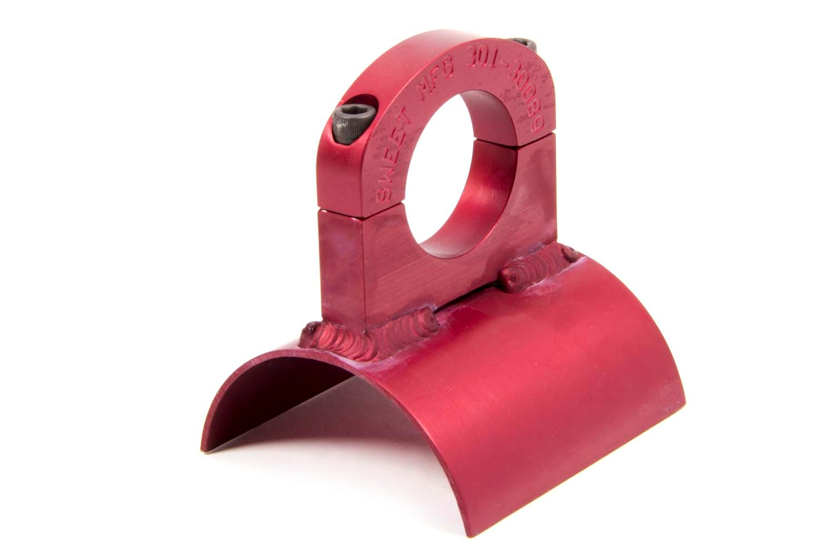 Sweet Manufacturing 301-30089 Power Steering Reservoir Bracket, Clamp-On, Aluminum, Red Anodized, 1-1/2 in OD Tube, Each
