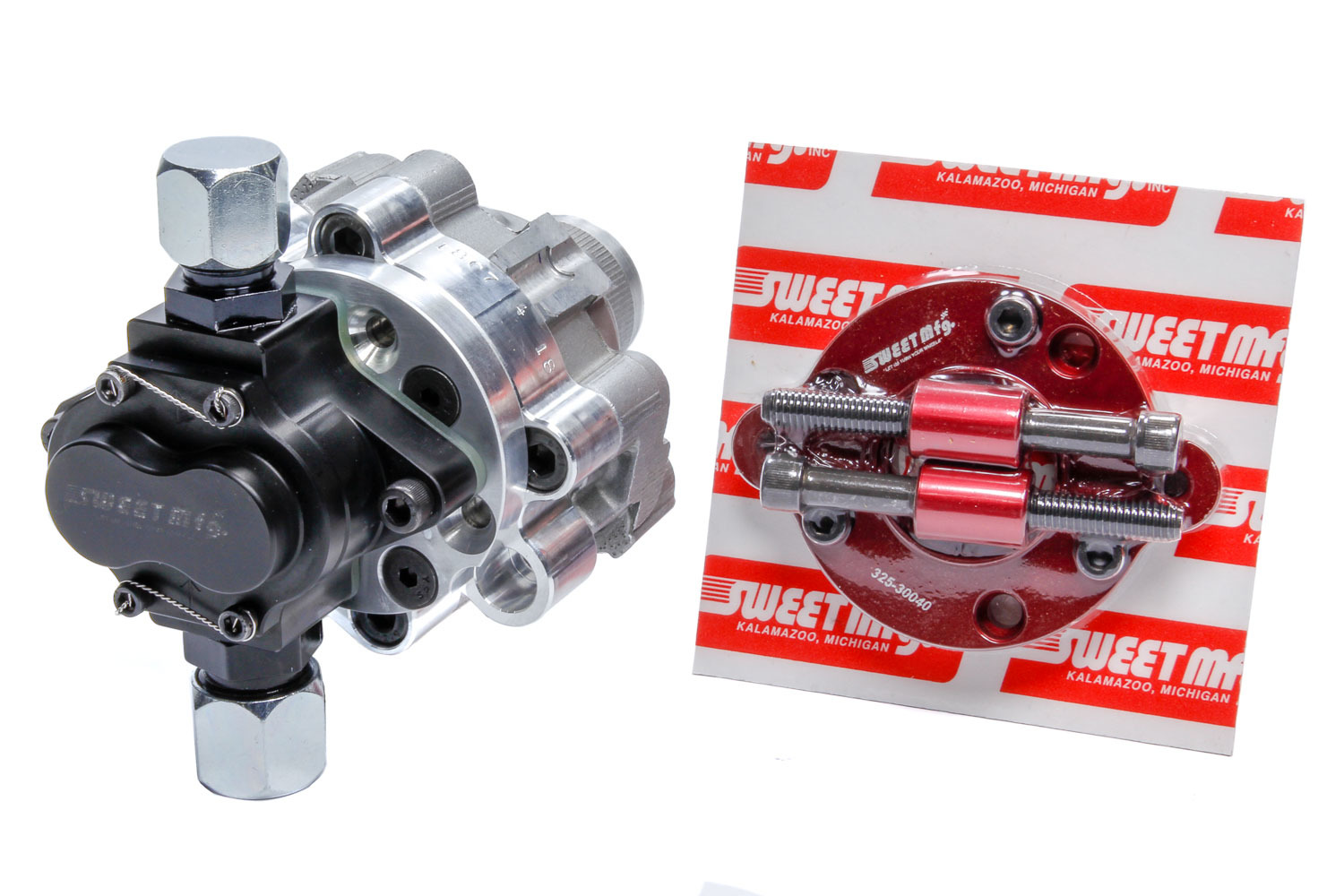 Sweet Manufacturing 305-85880 Tandem Pump Kit, Hex Driven, Adapter / Hardware / Spacer, Aluminum, Clear / Red Anodized, Gas / Alcohol, Kit