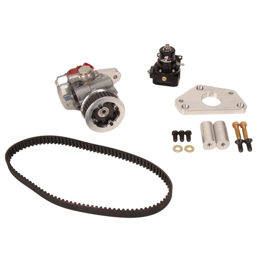 Sweet Manufacturing 305-85890 Tandem Pump Kit, Belt Driven, HTD Pulley, 33 Tooth, Belt / Bracket / Fuel Regulator / Hardware, Aluminum, Clear / Red Anodized, Gas / Alcohol, Kit