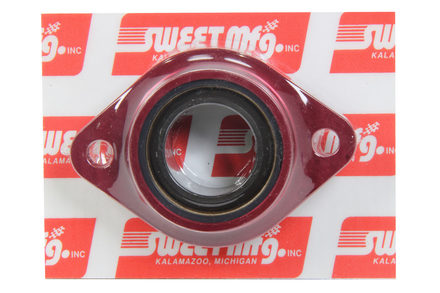 Sweet Manufacturing 405-10425 Flange Bearing, Steering Shaft / Firewall Mount, 1-1/8 in Spherical Bearing Bore, Aluminum, Red Anodized, Each