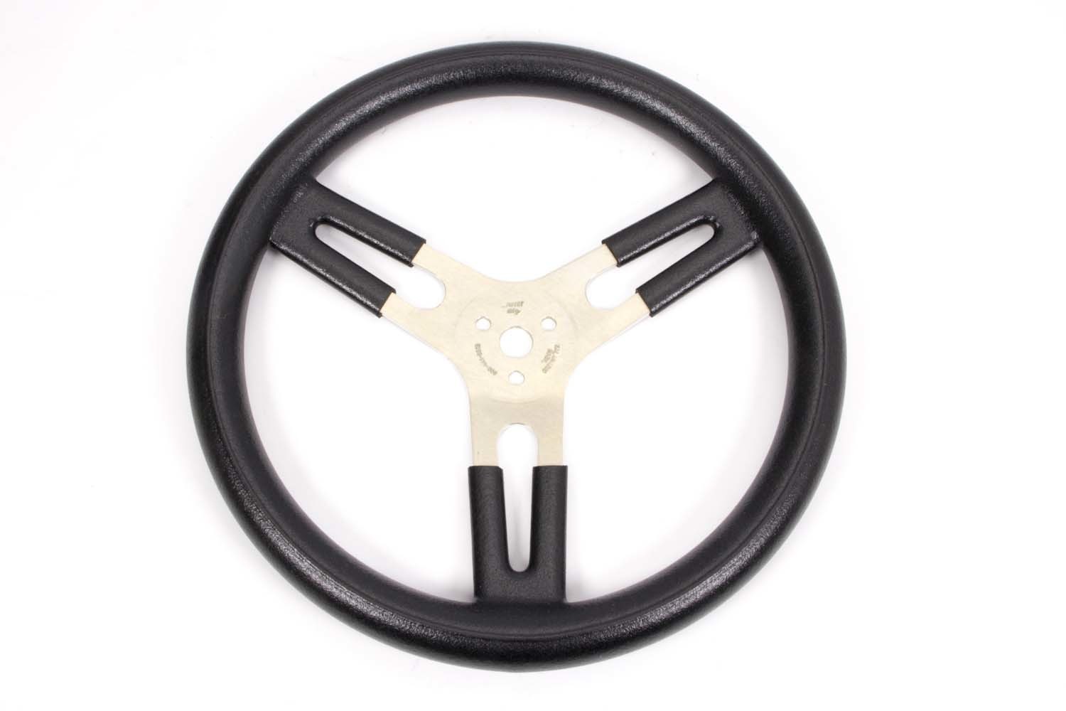 Sweet Manufacturing 601-80151 Steering Wheel, 15 in Diameter, Flat, 3-Spoke, Black Rubberized Grip, Aluminum, Natural, Each