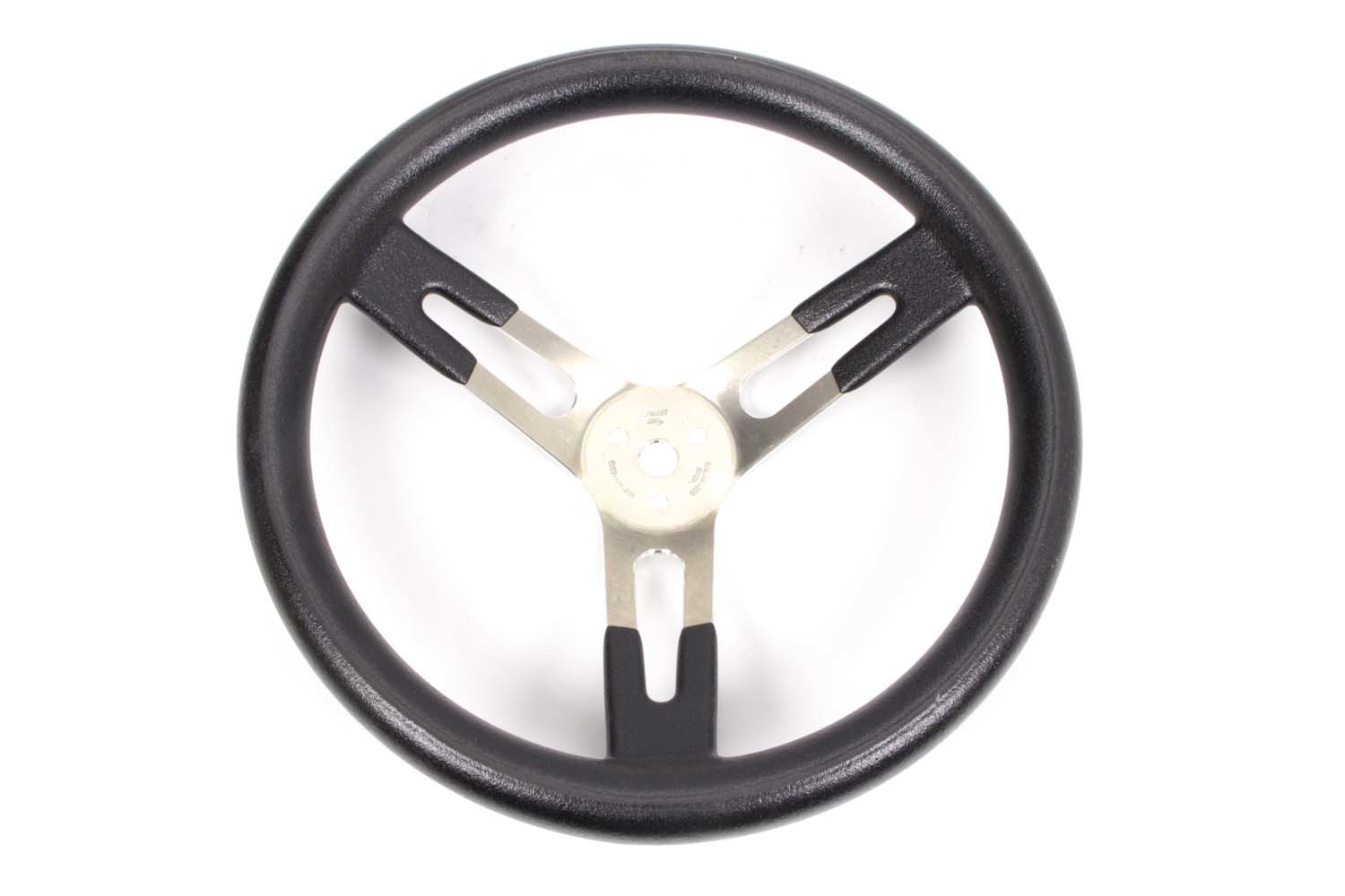 Sweet Manufacturing 601-80152 Steering Wheel, 15 in Diameter, 3 in Dish, 3-Spoke, Black Rubberized Grip, Aluminum, Natural, Each