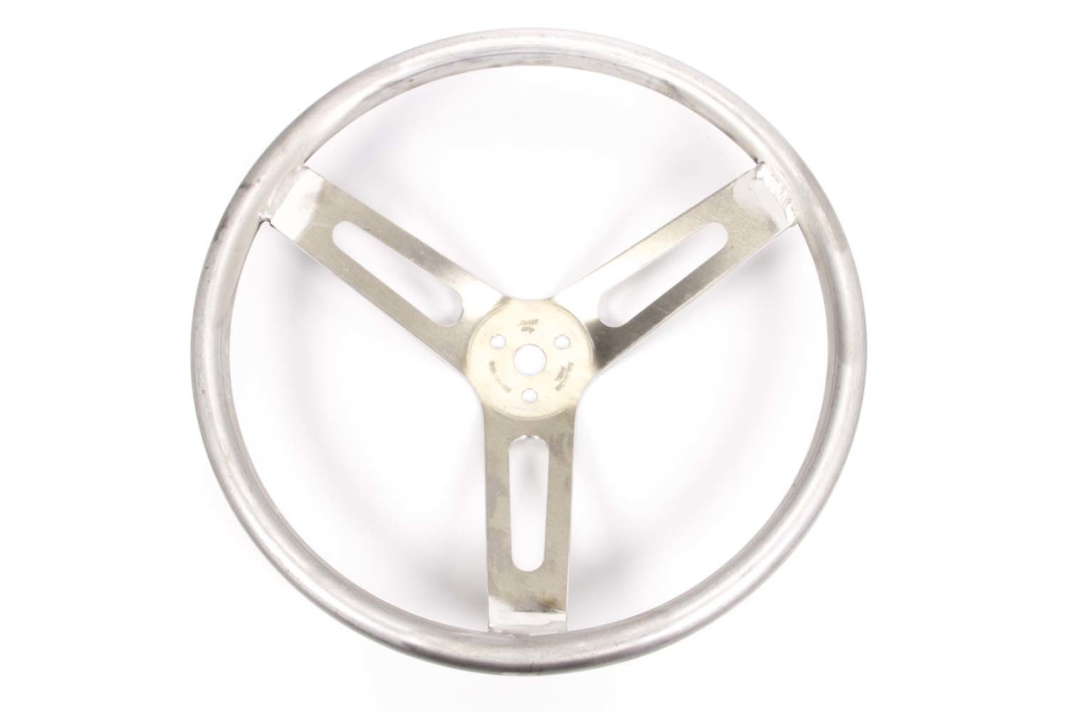Steering Wheel - 15 in Diameter - 3 in Dish - 3-Spoke - Bump Grip - Aluminum - Natural - Each
