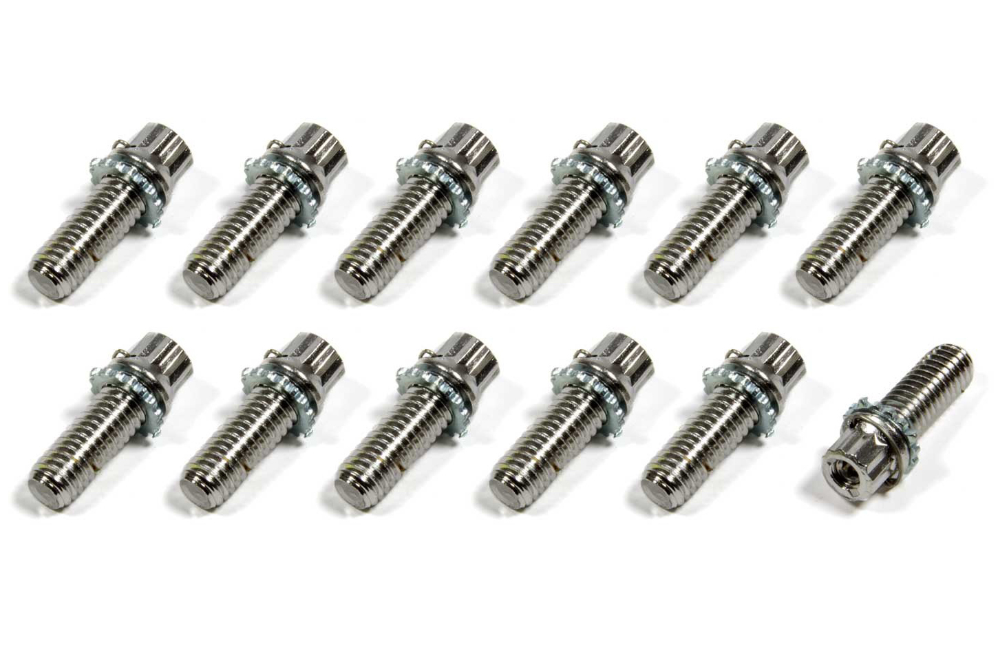 Taylor Cable 310000 Header Bolt, Vibe-Lock, 3/8-16 in Thread, 1.000 in Long, 12 Point Head, Stainless, Polished, Set of 12
