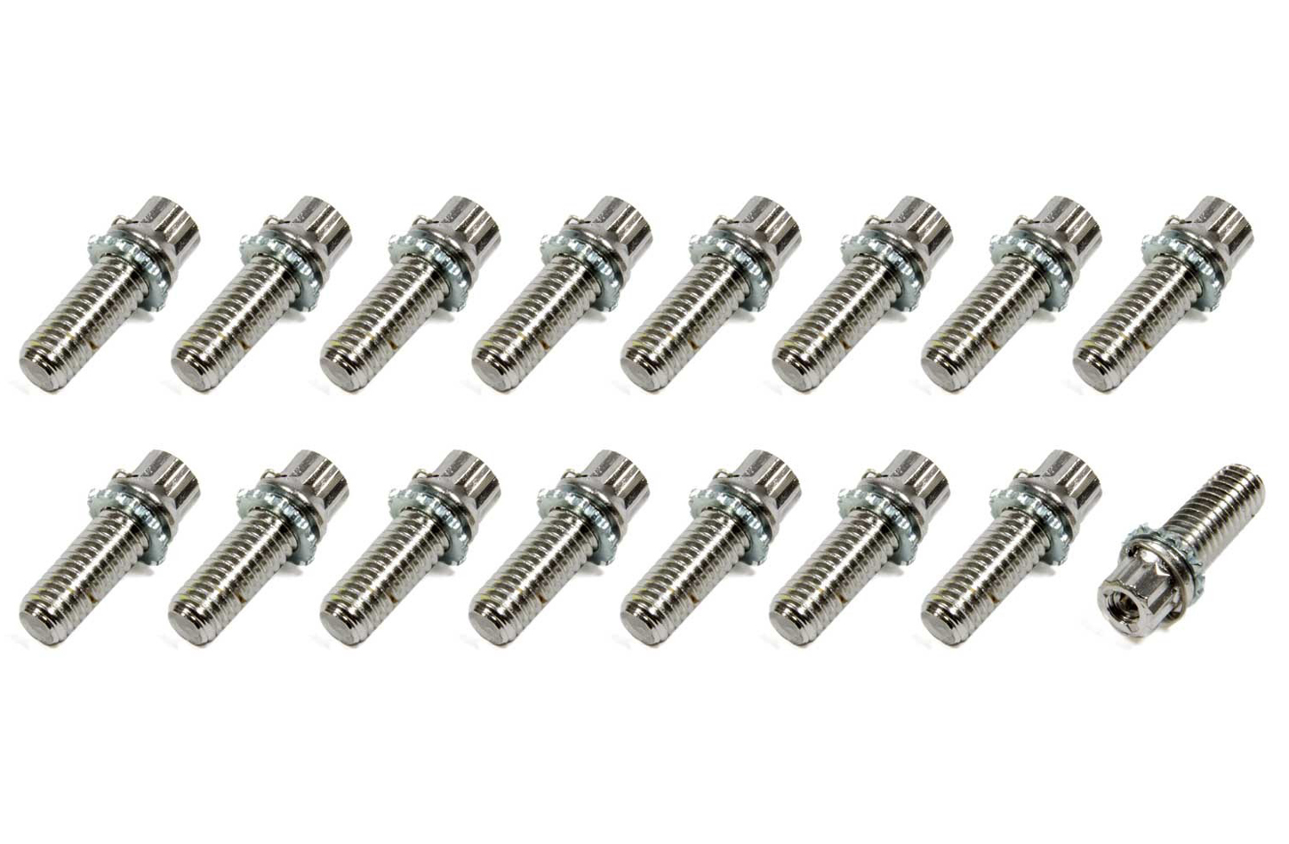 Taylor Cable 310001 Header Bolt, Vibe-Lock, 3/8-16 in Thread, 1.000 in Long, 12 Point Head, Stainless, Polished, Set of 16