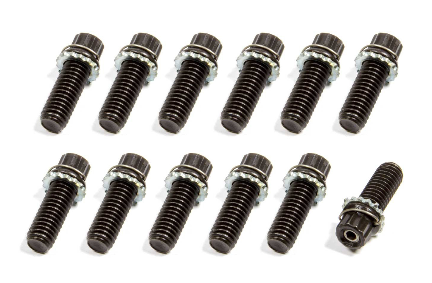 Taylor Cable 310007 Header Bolt, Vibe-Lock, 3/8-16 in Thread, 1.000 in Long, 12 Point Head, Steel, Black Oxide, Set of 12