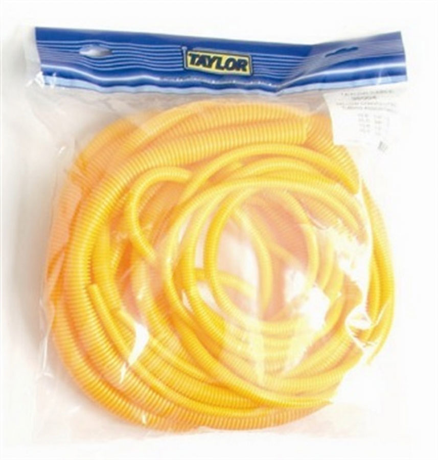 Taylor Cable 38004 Convoluted Tubing, Four Sizes, 1/4 in, 3/8 in, 1/2 in, 3/4 in OD, 10 ft Each, Plastic, Yellow, Kit