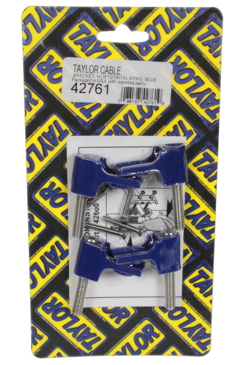 Taylor Cable 42761 Wire Loom Bracket, Horizontal, Nylon, Blue, Mounts Clamp Style Separators, Set of 4