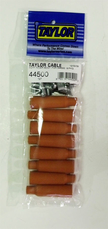 Taylor Cable 44500 Boot / Terminal Kit, Spark Plug, 8 mm, Red, Straight Hemi Plug Boots, 5 in Long, Set of 8