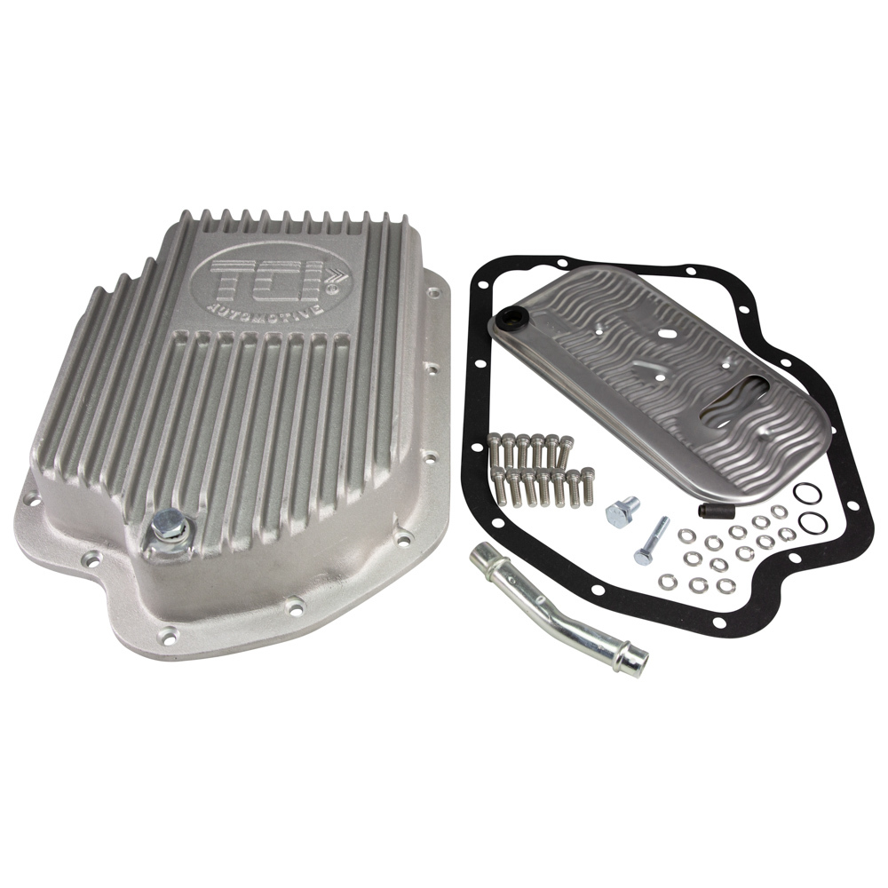 TCI 228000 Transmission Pan, Deep Sump, Adds 2.0 qt Capacity, Aluminum, Natural, TH400, Kit