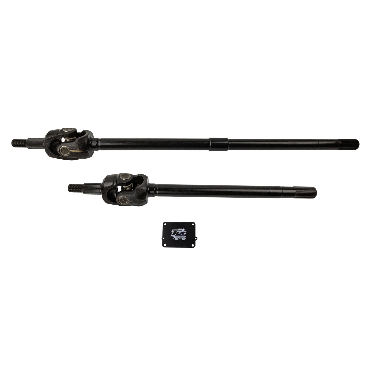 Ten Factory MG22190 Axle Shaft, 41-1/4 and 27-7/8 in Long, 32 Spline Carrier, FAD Block-Off Plate Included, Chromoly, Black Oxide, Front, Dana 44, Jeep Wrangler JL 2018-22, Kit