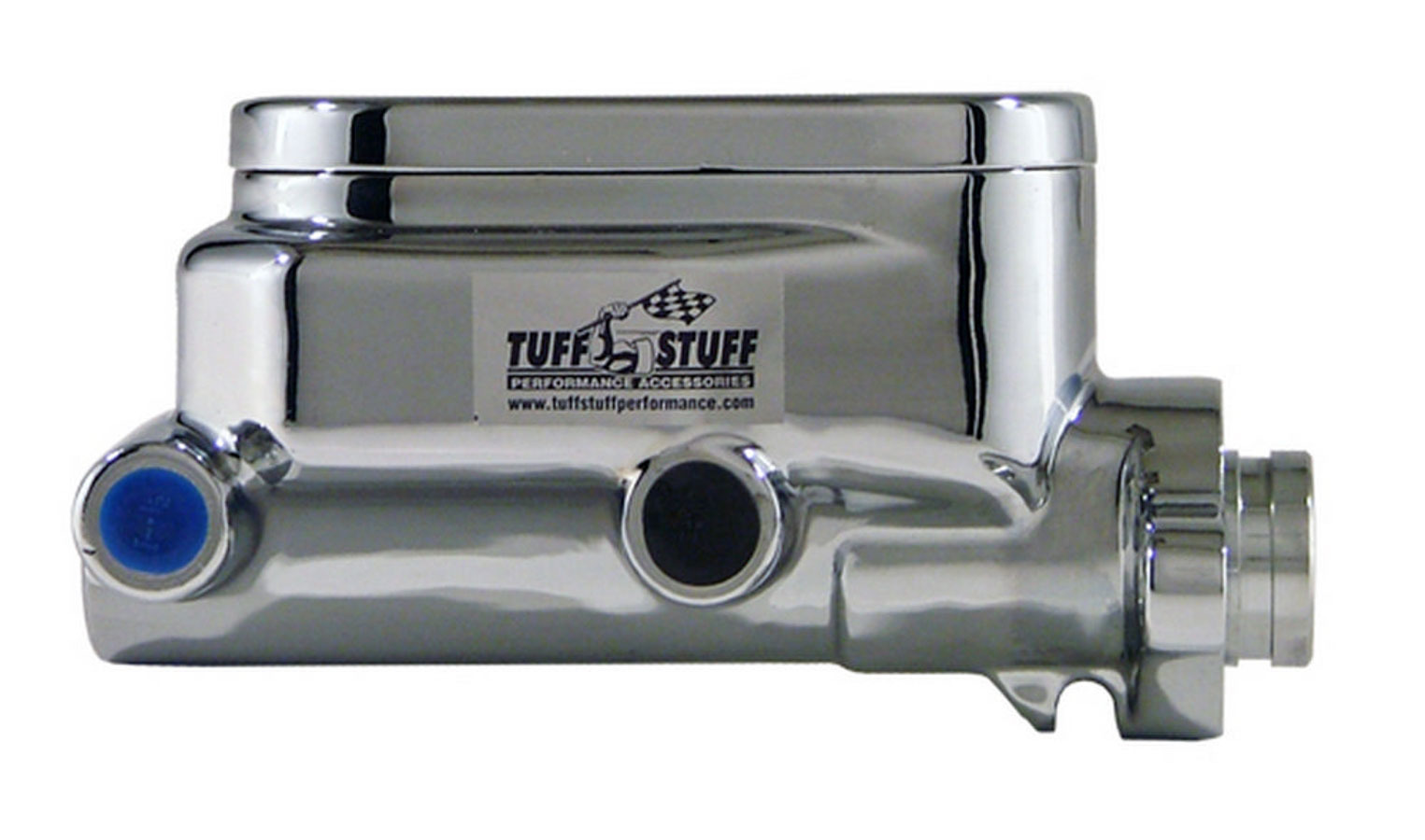 Tuff Stuff 2027NC Master Cylinder, Smoothie, 1-1/8 in Bore, Dual Integral Reservoir, Aluminum, Chrome, 3-3/8 in Flange Mount, Kit